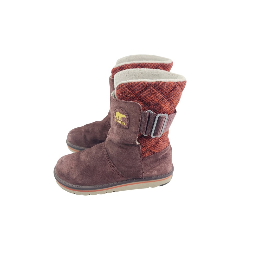 Sorel Suede/Wool Winter Boots, Women's Size 7.5, Brown/Orange Color. KT